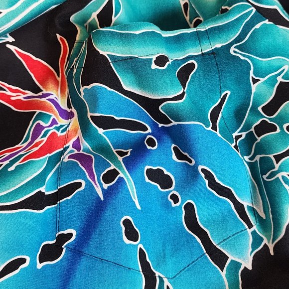 NWOT Men's Hilo Hattie Size XL Birds of Paradise Blue Palm Cotton Shirt - WOW! - Picture 10 of 12
